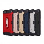 Wholesale iPhone 8 / 7 Rugged Kickstand Armor Case with Card Slot (Red)